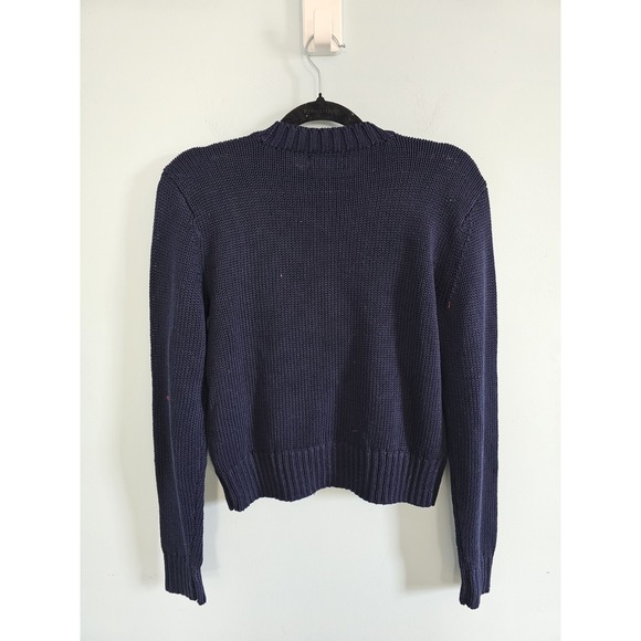 NWT Polo Ralph Lauren Cotton Preppy Shaker Stitch Navy Crewneck Sweater Size S - Picture 4 of 5
